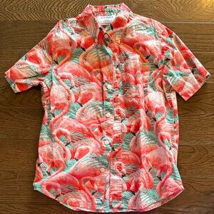 Old Navy boys Tropical Flamingo Shirt - Coral and Green
